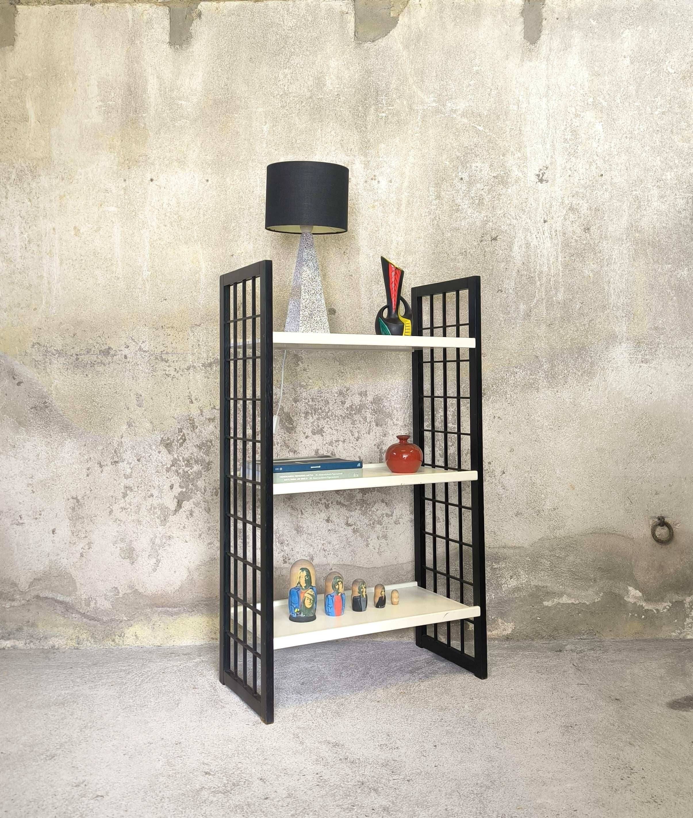 Vintage shelf in black and white wood