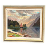 Huile sur toile originale suédoise – "Voilier" par Sam Longby – Signée – Vintage et encadrée – 71 × 62 cm (28" × 24,4")