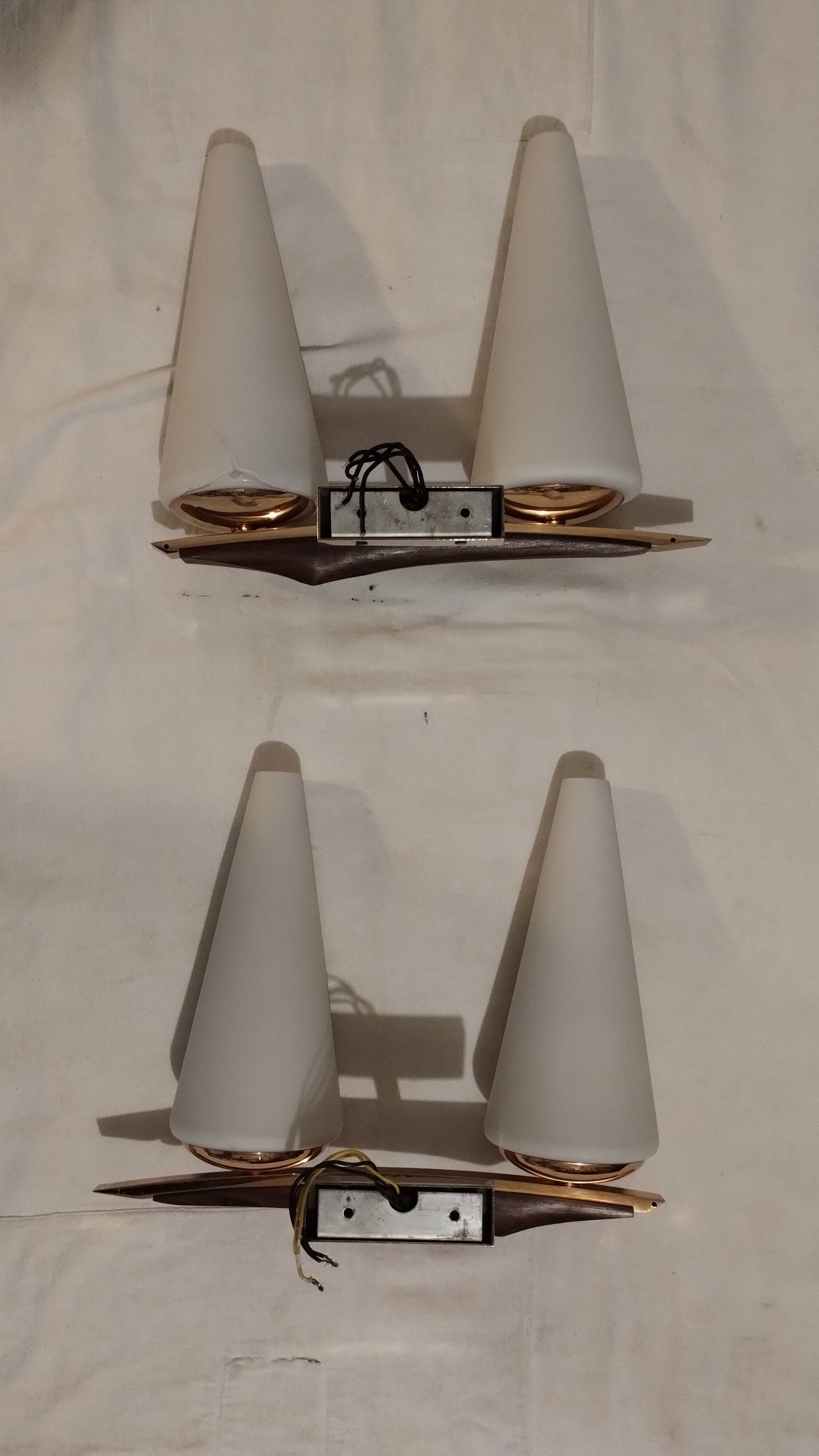 Pair of double light wall lights from Maison Arlus