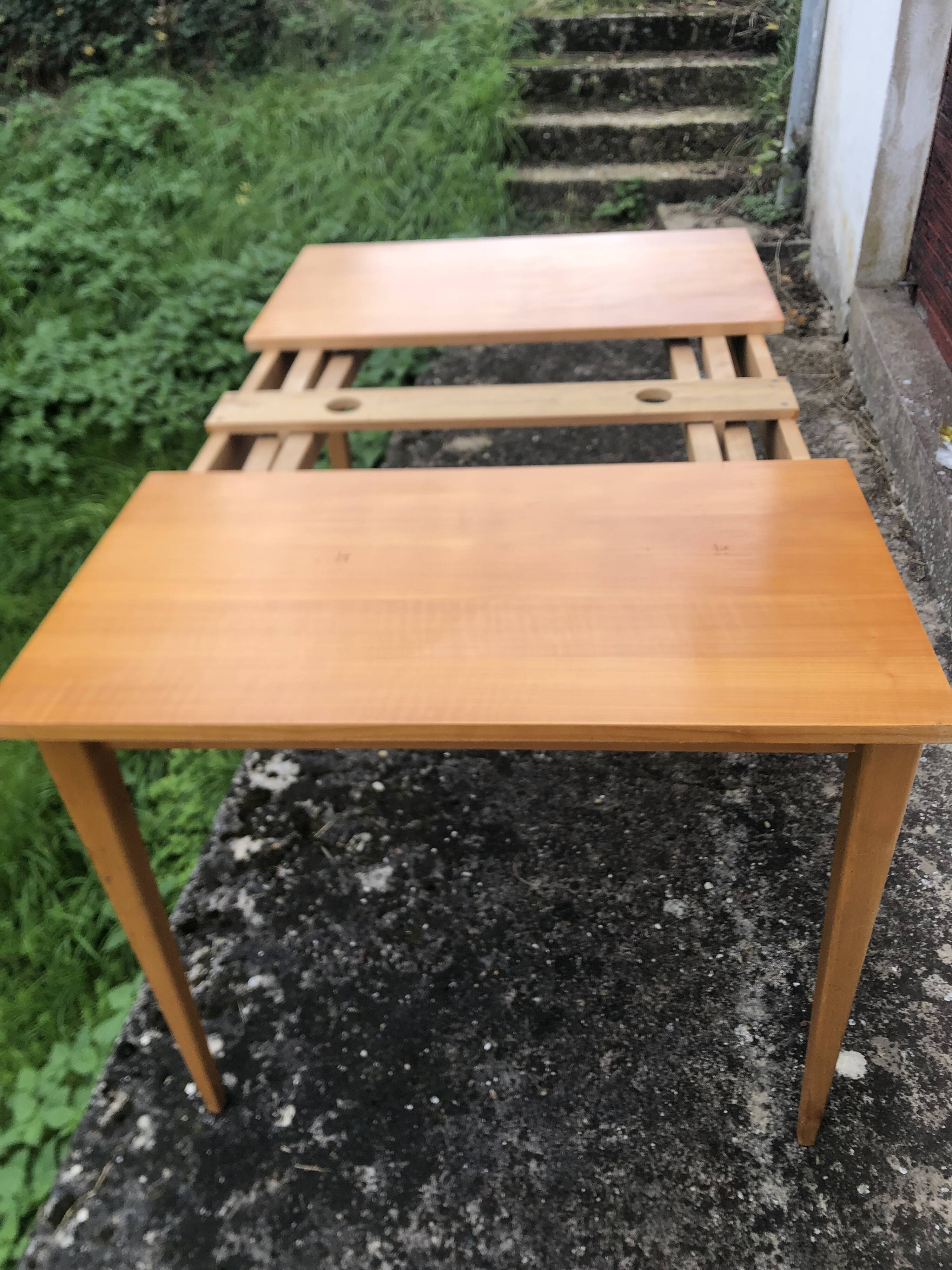 Table bois blond avec rallonges années 60 vintage