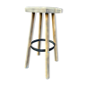 Wooden bar stool natural raw vintage 1970
