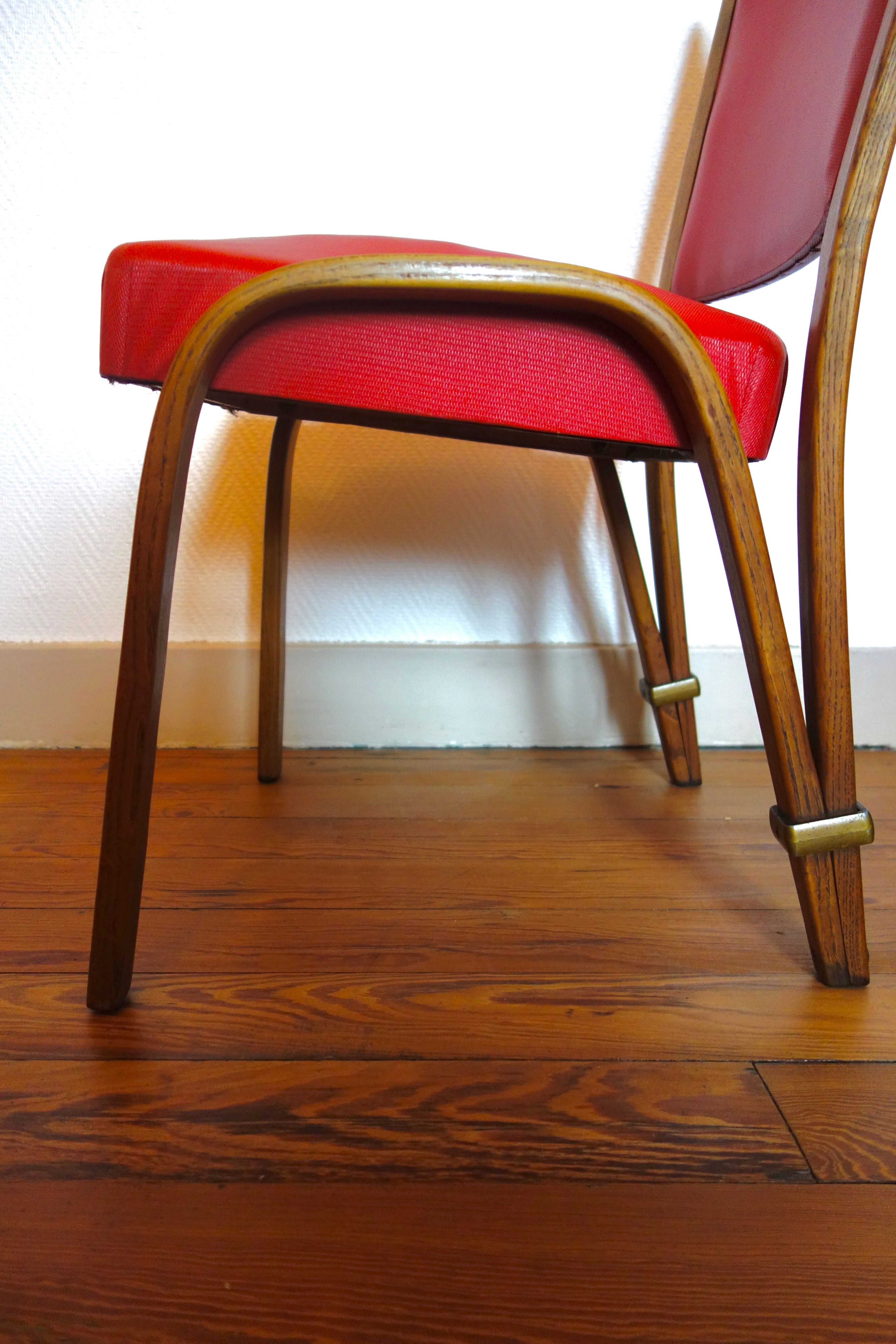 4 chairs "bow wood" by Hugues Steiner 50