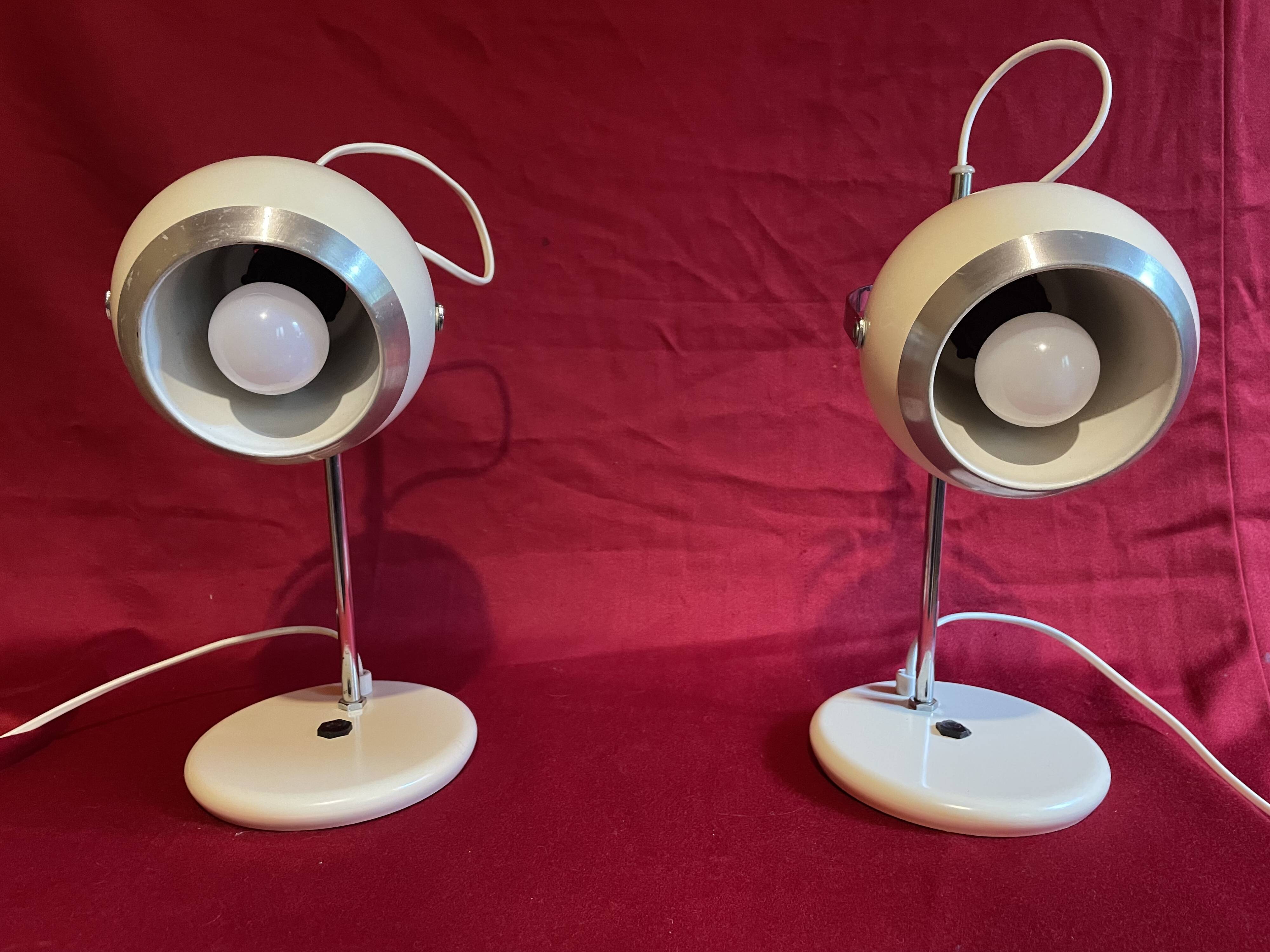Pair of Eye-Ball lamps, "Aluminor", 1970s