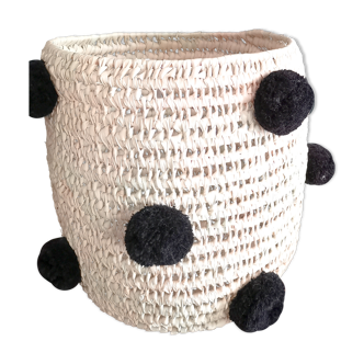 Black pompom basket