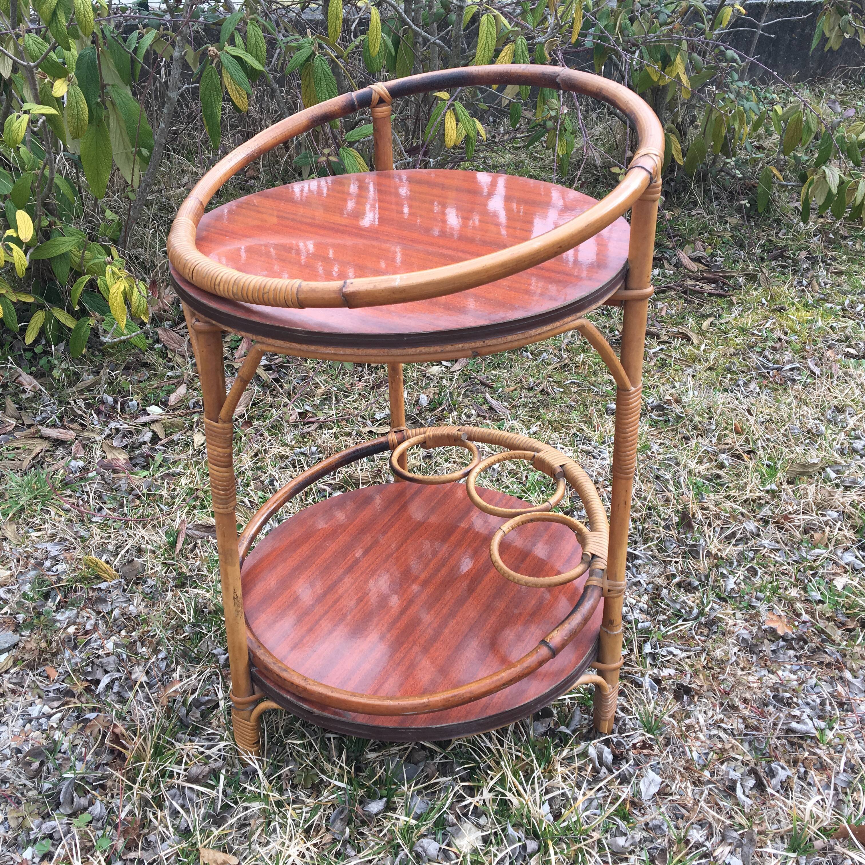 Desserte/bar , bambou et formica, années 60