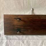 Vintage wall-mounted coat rack in solid wood - 3 cast aluminum hooks
