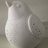 Lampe oiseau en porcelaine de biscuit