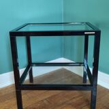 Rectangular table, end of sofa in metal and glass Vintage Vandel stone