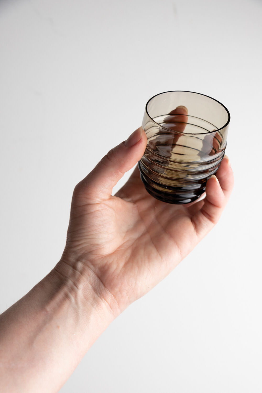Vintage decanting set in smoked glass