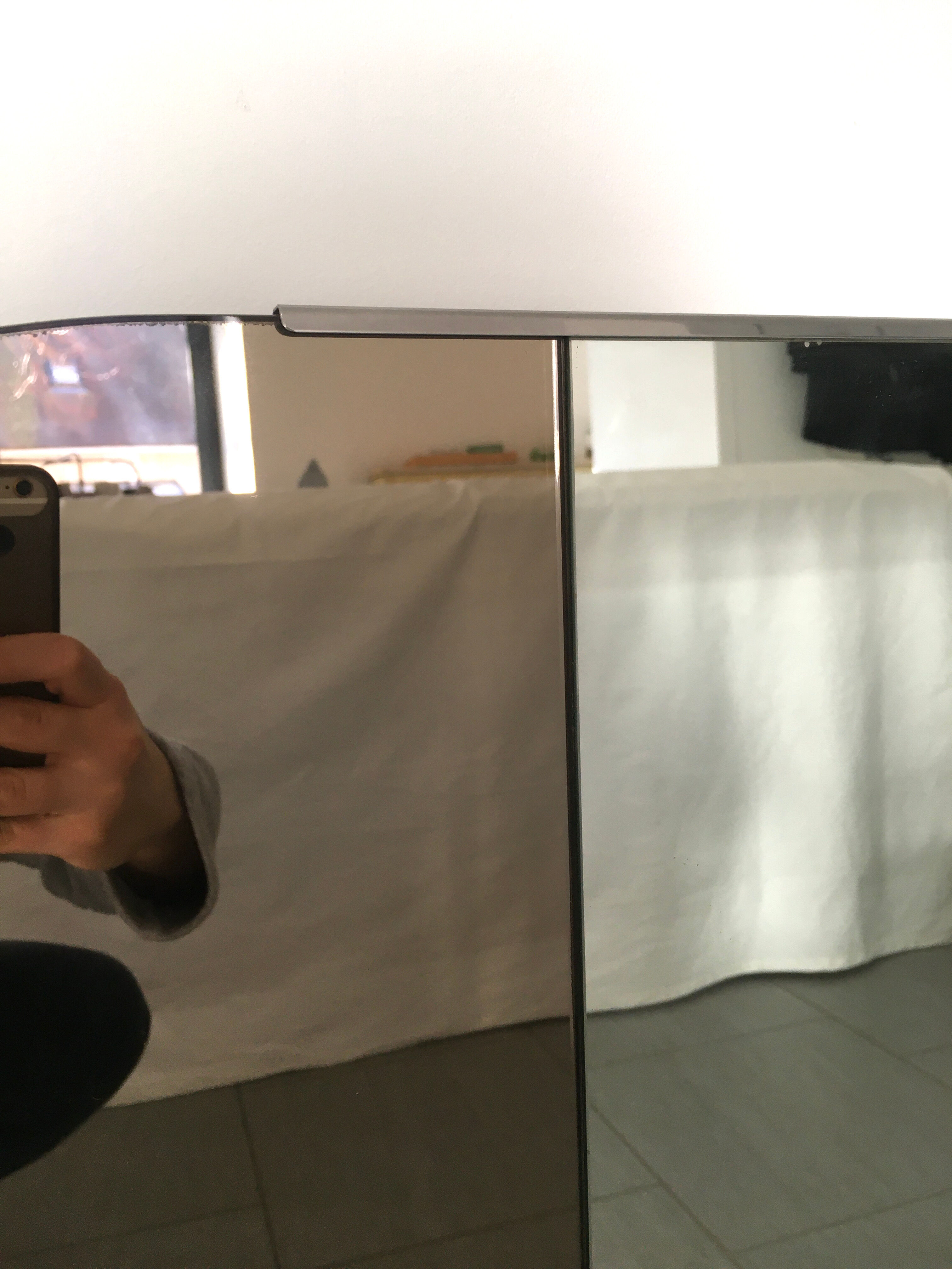 Triptych mirror in smoked glass 140x80cm