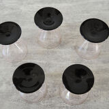 5 verres à digestif art déco noir & rose