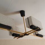 Arlus chandelier 4x2 brass lights prespex 1950/1960 vintage