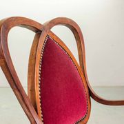 Red Velvet Heartshaped Wooden Vintage Design Side Chairs. Set of 2. 1950s