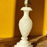 Antique twisted marble lamp base - white stone lamp
