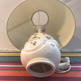 Old Moustiers ceramic lamp with white lamp shade