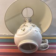 Old Moustiers ceramic lamp with white lamp shade