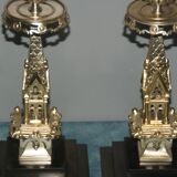 Rare pair of 19th century bronze candlesticks