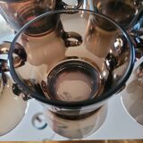 Service de 9 tasses en verre fumé Vereco France, années 70