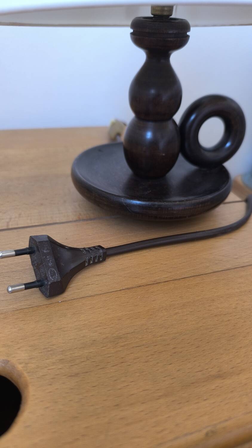 Turned wood table lamp