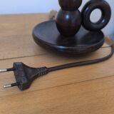 Turned wood table lamp