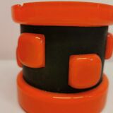 Table lamp, made in red double layer glass with metal details. estimated from the 1960s