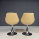 Pair of beige swivel chairs with chrome pedestal bases, France, 1970s, 82 × 55 × 45 cm
