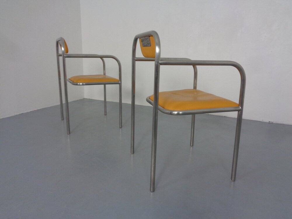 Set of Minimalist Tubular Steel Armchairs by Thomas Wendtland, 1970s