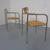 Set of Minimalist Tubular Steel Armchairs by Thomas Wendtland, 1970s