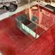 Designer coffee table in metal and glass top (120x120cm)