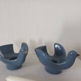 Pair of vintage Italian ceramic bird candlesticks