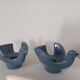 Pair of bird ceramic candle holders vintage Italy