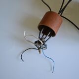Scandinavian chandelier 5 lights 1960 teak and perspex