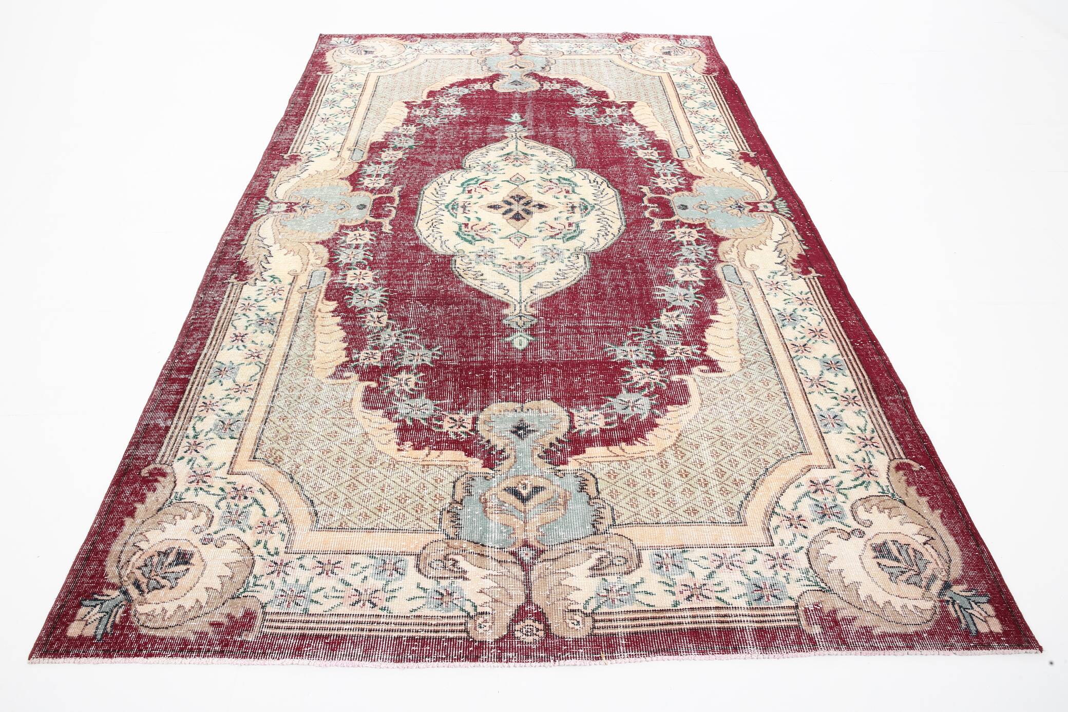 7x11 Wine Red & Beige Classic Persian Rug, 201x323 Cm