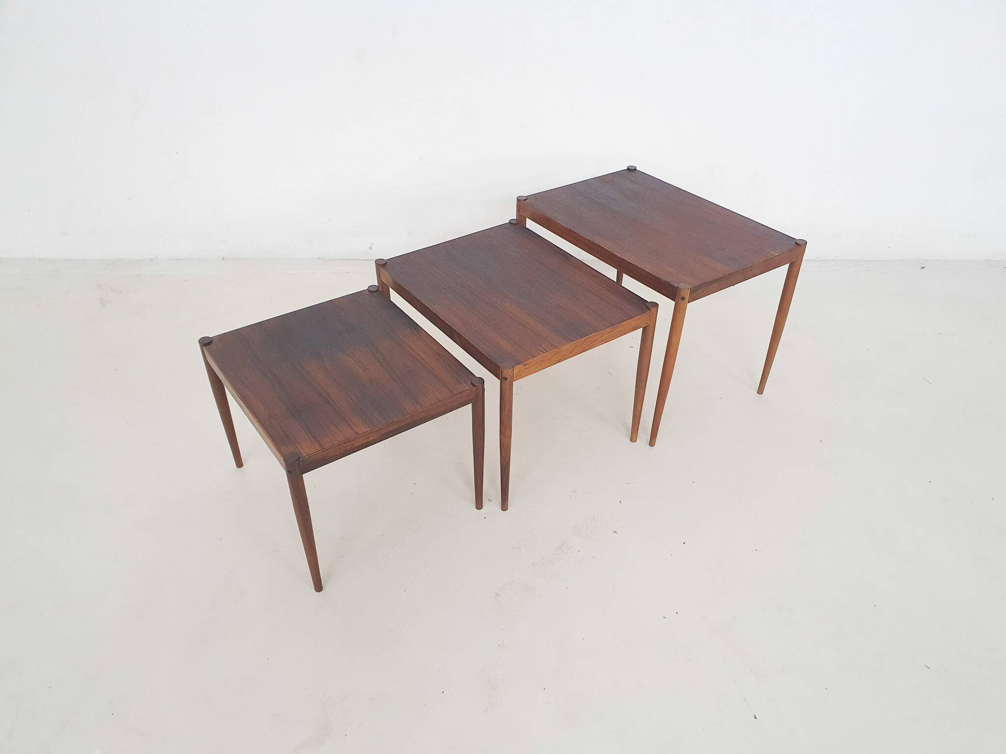Mid-century wooden nesting tables, The Netherlands 1950's