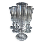 6 Champagne flutes – Baccarat/Saint Louis - Cut crystal - 19th century