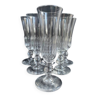 6 Champagne flutes – Baccarat/Saint Louis - Cut crystal - 19th century