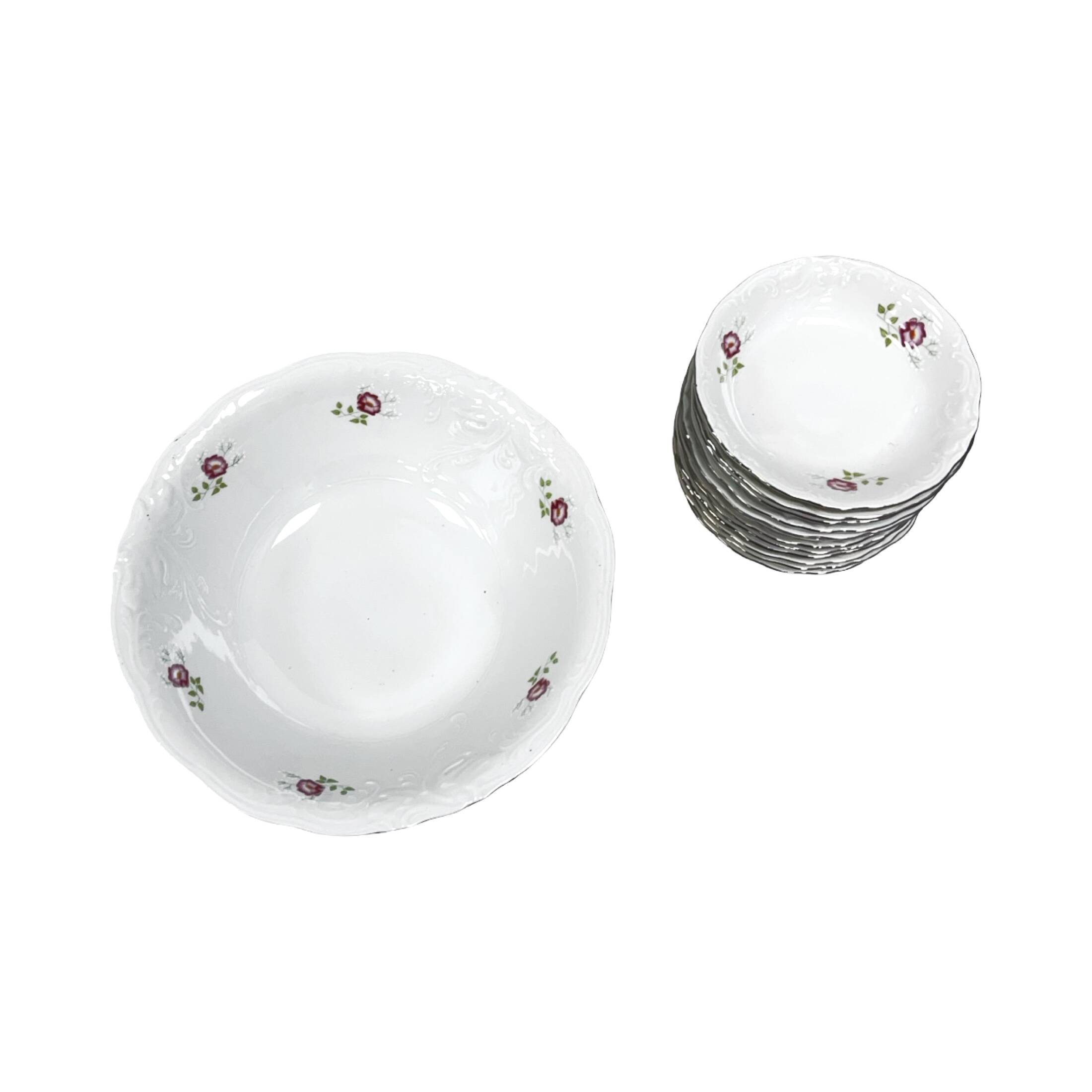 Porcelain set from the Wałbrzych Porcelain Factory - 13 pieces, floral deco