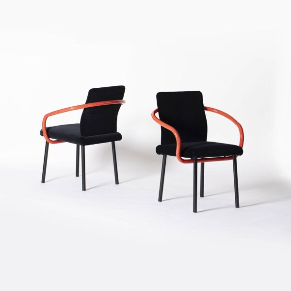 Chaise Memphis Mandarin d'Ettore Sottsass pour Knoll retapissée en velours de coton