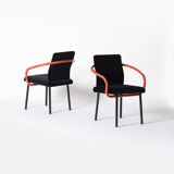 Ettore Sottsass Memphis Mandarin Chair for Knoll reupholstered in cotton velvet