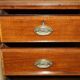 Antique Sheraton style commode by F. Thomas in hardwood and satinwood.