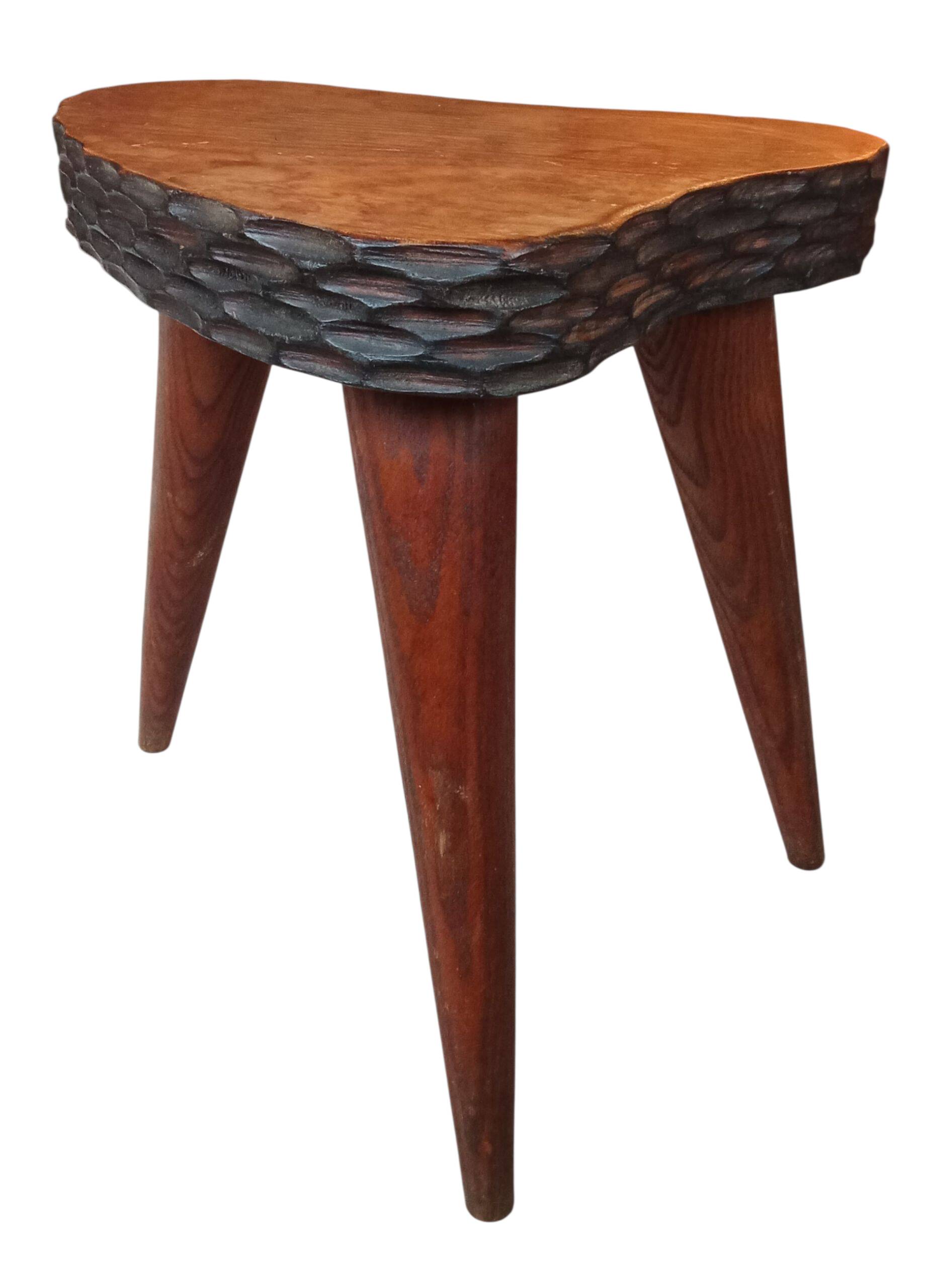 Antique Brutalist tripod stool