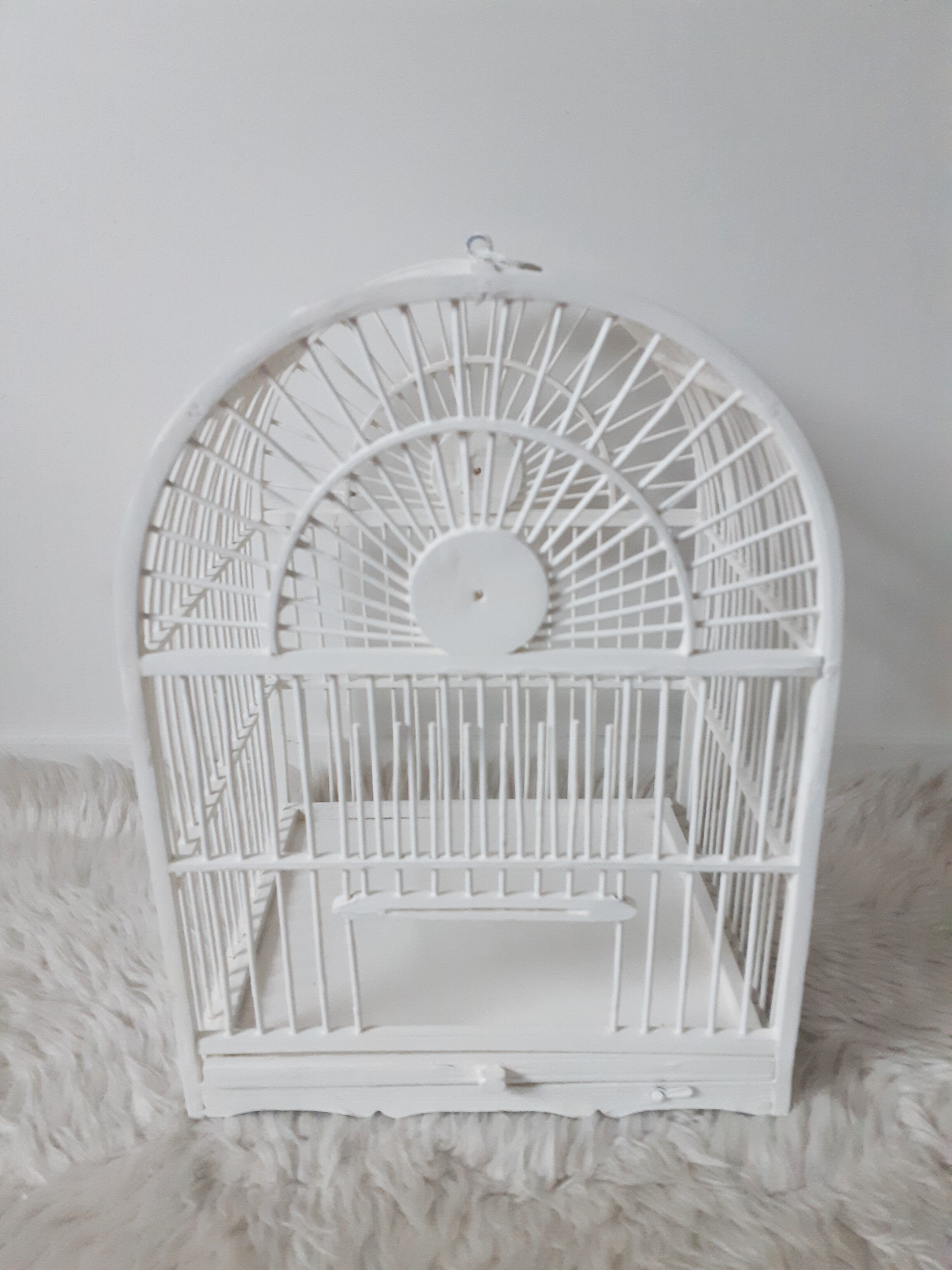 Vintage white cage for wooden decoration