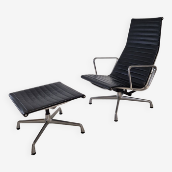 Model EA 124 + 125 Vitra Lounge Chair and Ottoman by Charles & Ray Eames