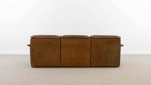 Canapé modulable De Sede DS-12 en cuir cognac, années 70