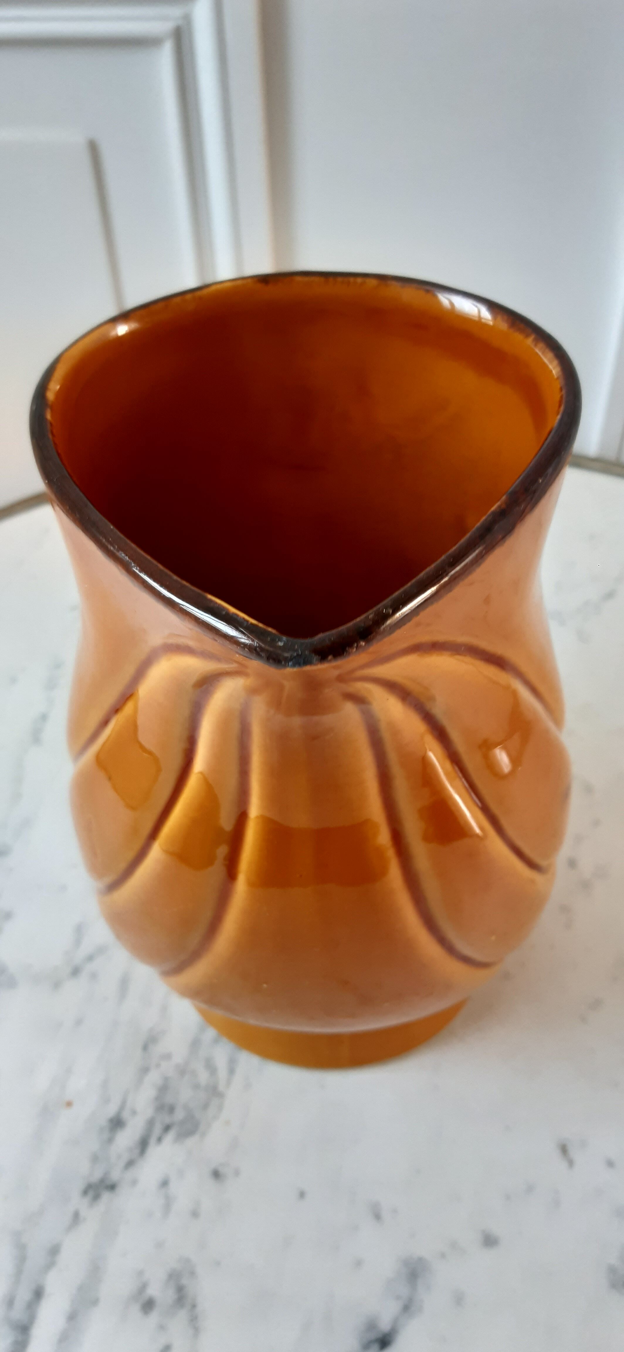 Ceramic pitcher signed Poët Laval Turban 70s