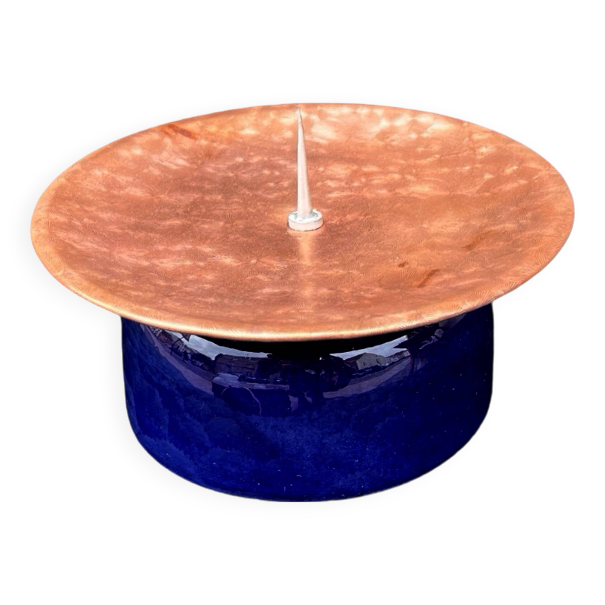 Copper and ceramic candlestick in modern style, Germany, 1970s.
