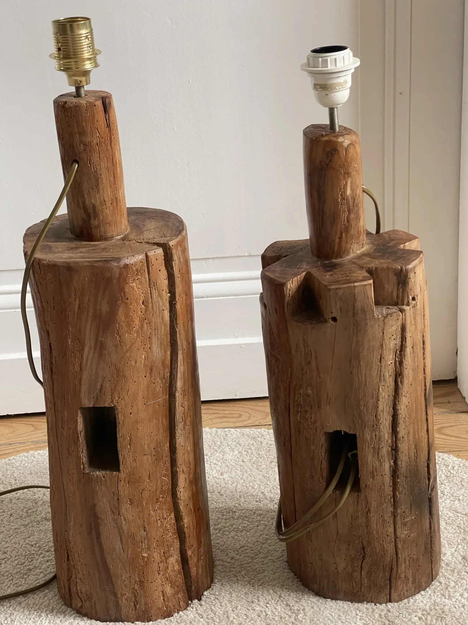 Brutalist wooden lamp