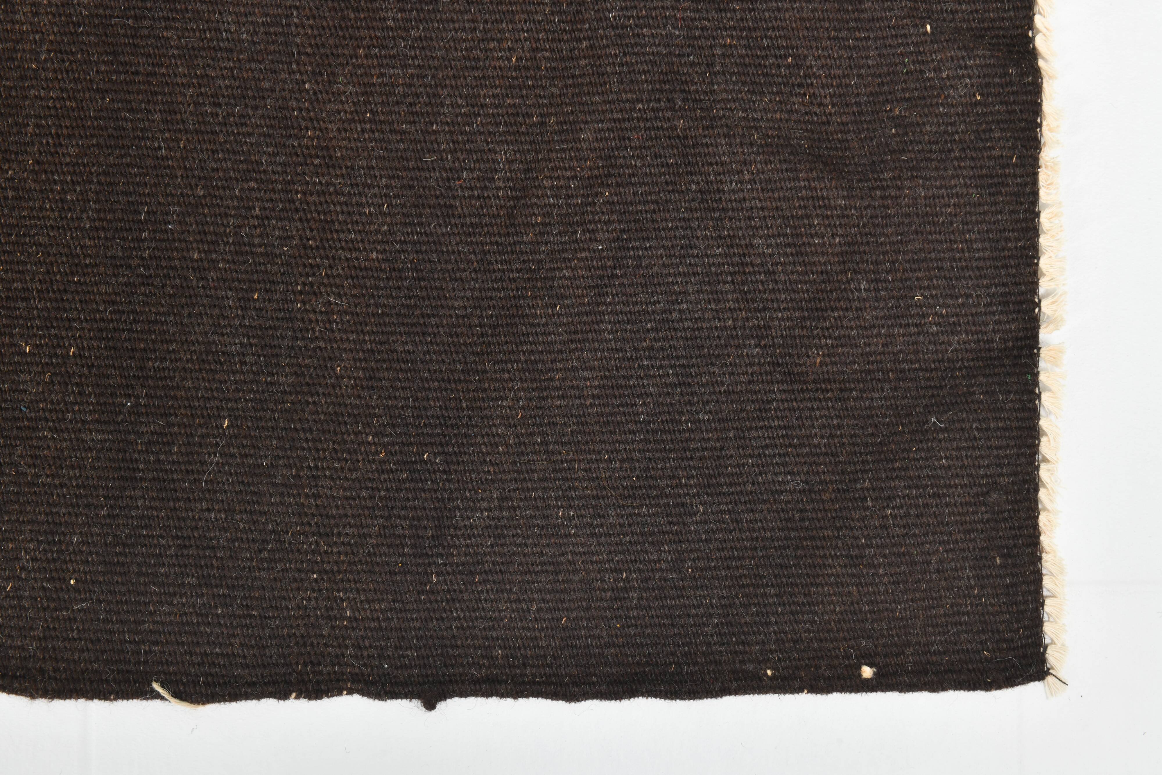 Turkish Dark Brown Modern Vintage Kilim Rug, 320x367Cm