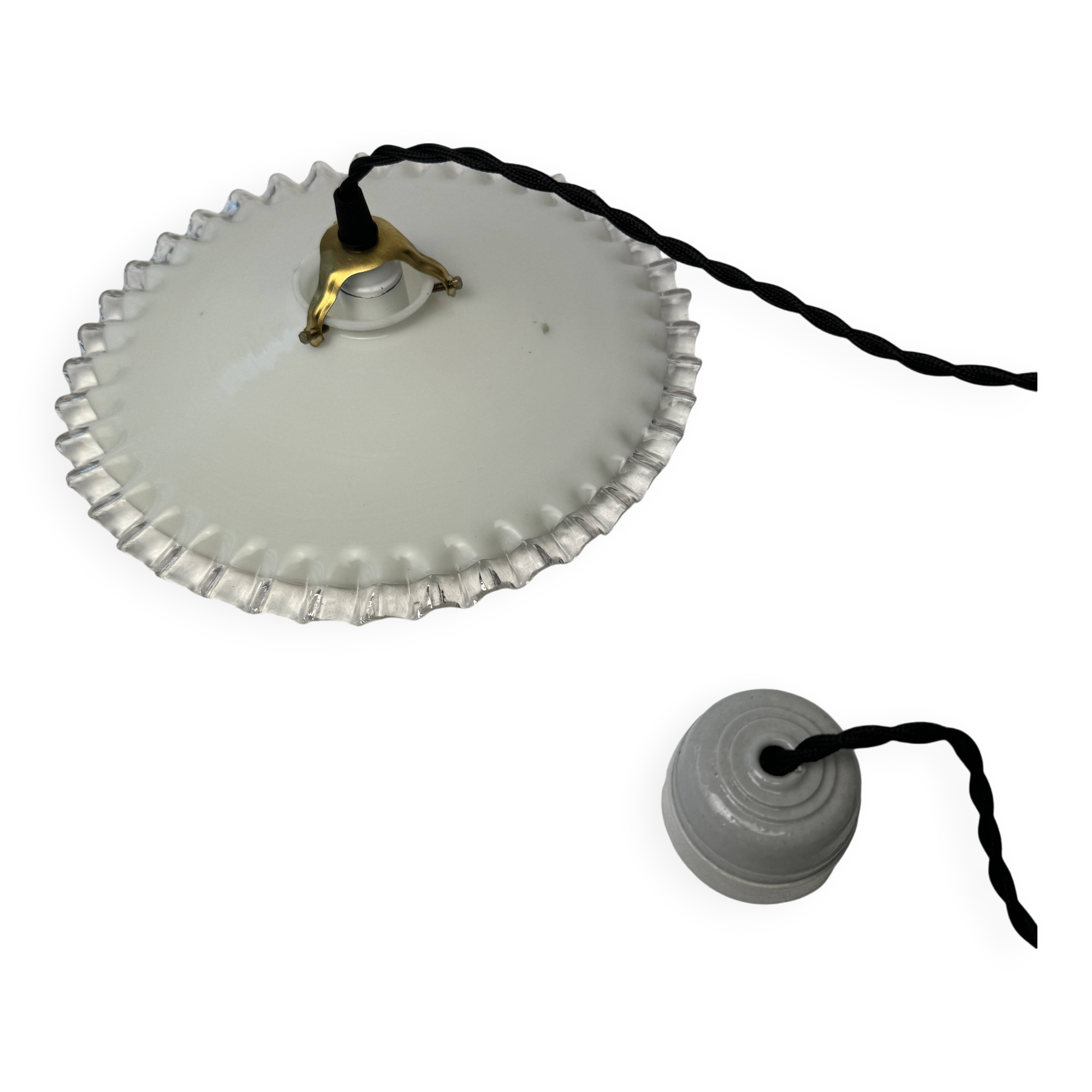 Old opaline laced suspension 25 cm vintage