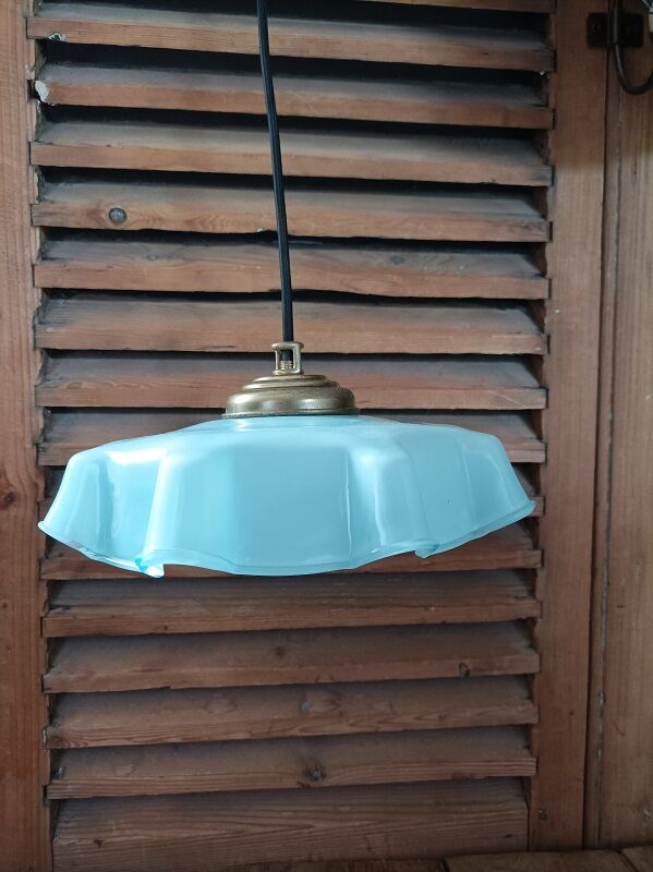 Pendant lampshade corole molded glass blue lace dp 0923068